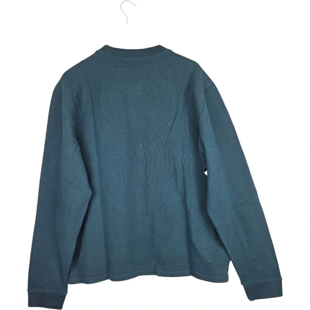 NWT Club Monaco Sweater knit 100%‎ cotton Teal Pique Stripe Crew Neck XXL